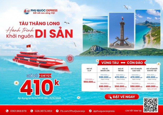 Tăng chuyến và khuyến mãi giá vé tuyến Vũng Tàu - Côn Đảo