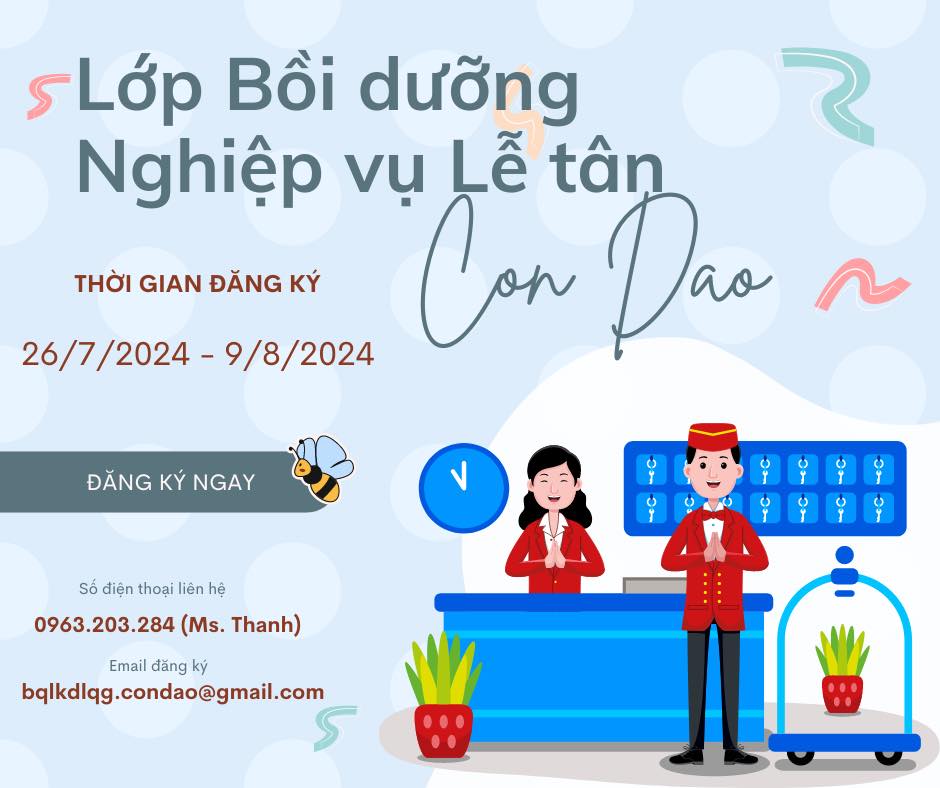 Thông báo thời gian tổ chức Lớp Bồi dưỡng nghiệp vụ Lễ tân tại Côn Đảo