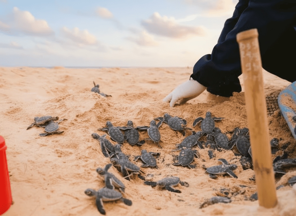 tai hon bay canh ban co the ngam rua de trung va tha rua con ve bien